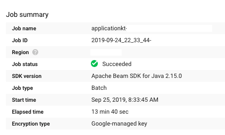 Elasticsearch to BigQuery: Google BigQuery Job Summary.